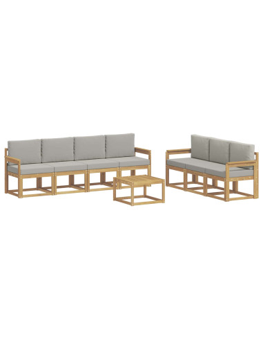 Set di divani da esterno 8 pcs Bianco e Grigio Chiaro