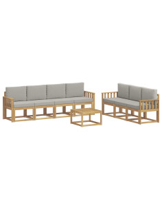 Set di divani da esterno 8 pcs Bianco e Grigio Chiaro 2