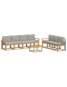 Set di divani da esterno 8 pcs Bianco e Grigio Chiaro 2