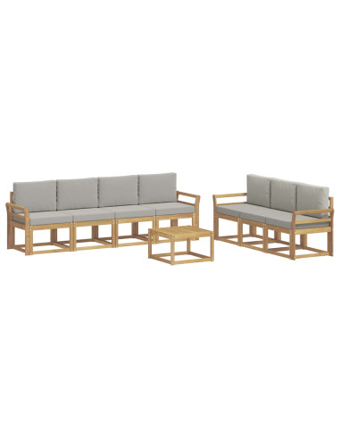 Set di divani da esterno 8 pcs Bianco e Grigio Chiaro