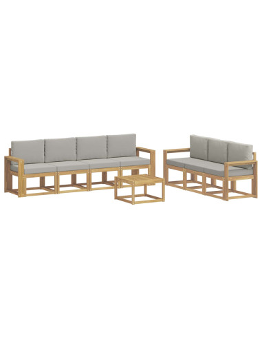 Set di divani da esterno 8 pcs Bianco e Grigio Chiaro