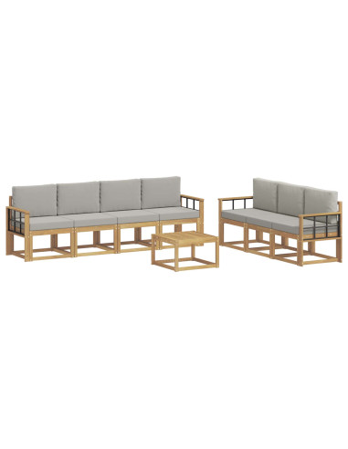 Set di divani da esterno 8 pcs Bianco e Grigio Chiaro