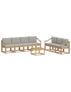Set di divani da esterno 8 pcs Bianco e Grigio Chiaro 2