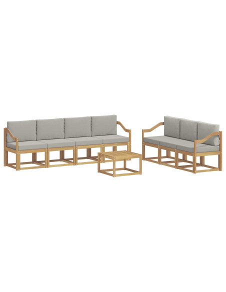 Set di divani da esterno 8 pcs Bianco e Grigio Chiaro