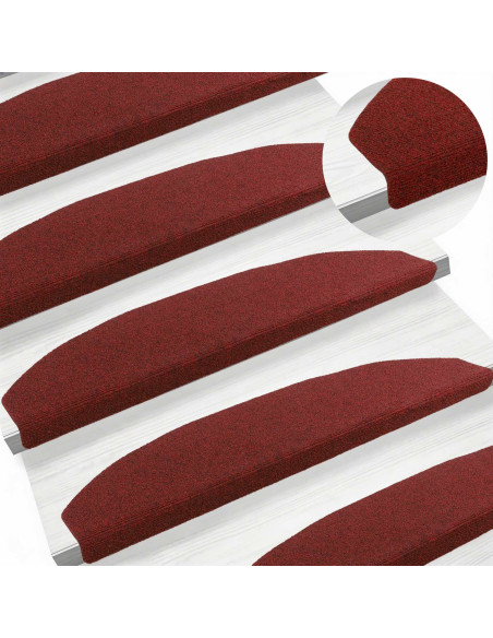 Tappetini per scale autoadesivi 15 pcs Rosso Bordeaux