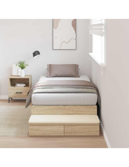 Struttura letto con contenitore Rovere Sonoma 80 cm