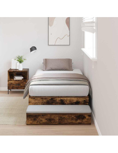 Struttura letto con contenitore con cassetto Rovere fumé 80 cm