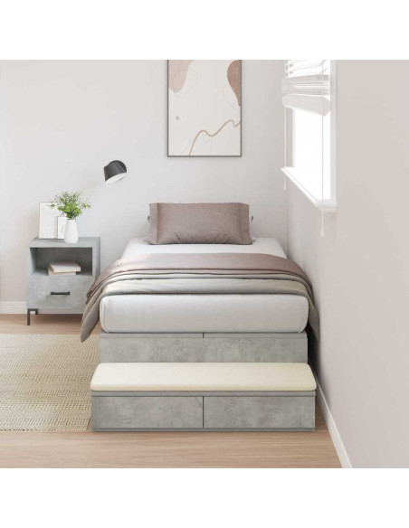 Struttura letto con contenitore Grigio cemento 90 cm