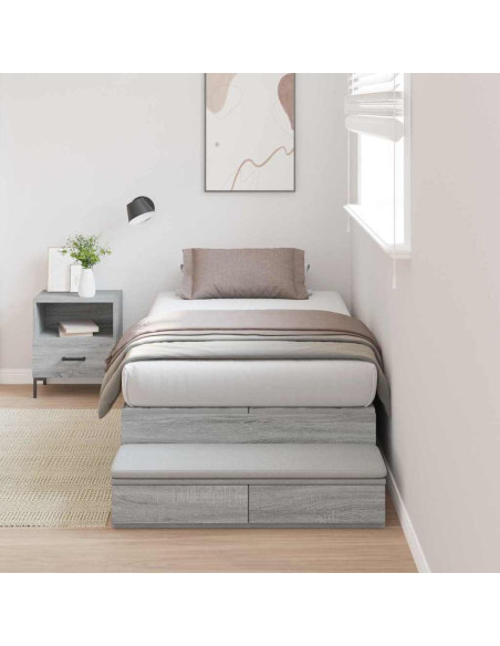 Struttura letto con contenitore Grigio Sonoma 90 cm