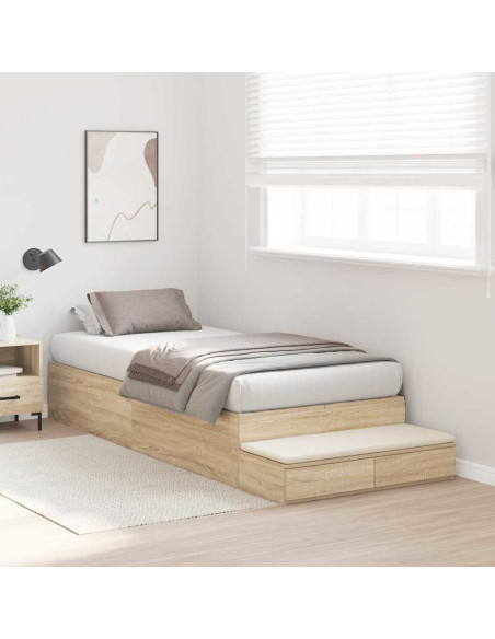 Struttura letto con contenitore Rovere Sonoma 80 cm