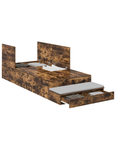 Struttura letto con contenitore con cassetto Rovere fumé 80 cm