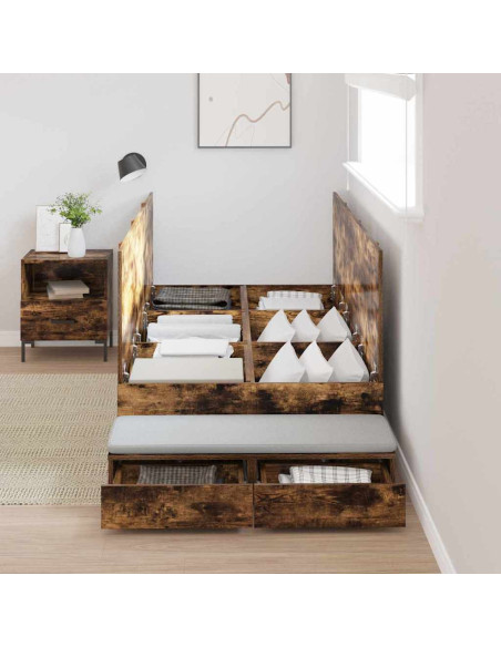Struttura letto con contenitore con cassetto Rovere fumé 80 cm