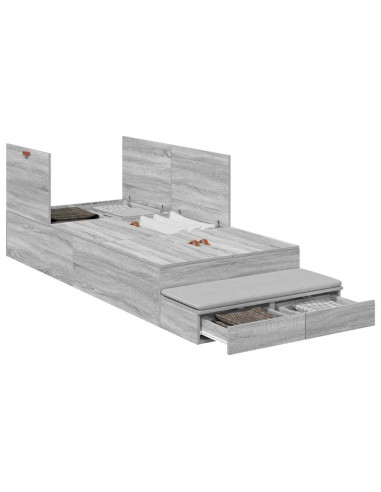 Struttura letto con contenitore Grigio Sonoma 90 cm
