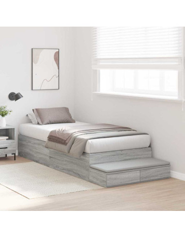 Struttura letto con contenitore Grigio Sonoma 90 cm