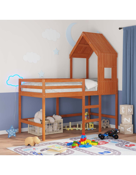 Struttura per letto soppalco Marrone Cera 90 x 190 cm