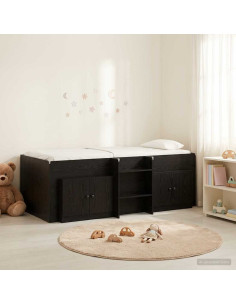 Struttura Letto Loft con Mobile 3 pz Nero Legno multistrato