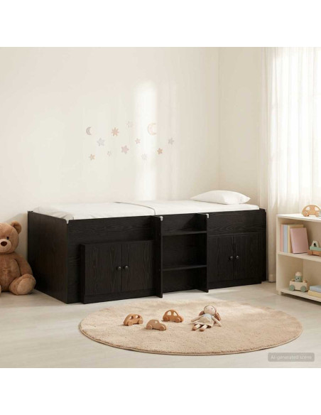 Struttura Letto Loft con Mobile 3 pz Nero Legno multistrato