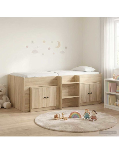 Struttura Letto Loft con Mobile con porta 3 pz Rovere Sonoma