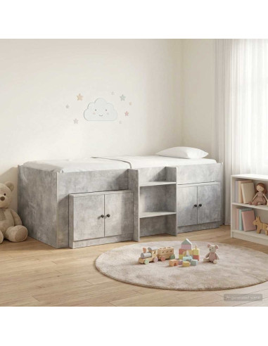Struttura Letto Loft con Mobile con porta 3 pz Grigio Cemento