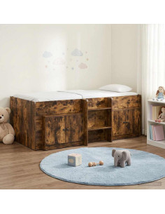 Struttura Letto Loft con Mobile con porta 3 pcs Rovere Fumo
