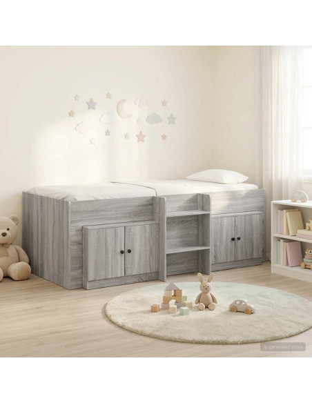 Struttura Letto Loft con Mobile con porta 3 pz Sonoma grigio