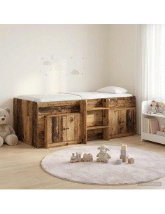 Struttura Letto Loft con Mobile con porta 3 pz Legno antico