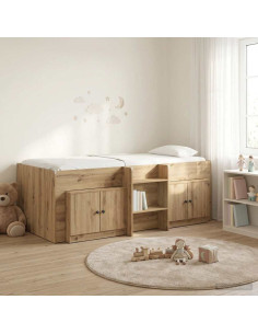 Struttura Letto Loft con Mobile 3 pz Rovere Artigianale