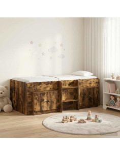 Struttura Letto Loft con Armadietto con porta 3 pz Rovere Fumo
