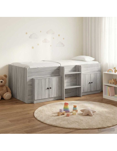 Struttura Letto Loft con Armadietto 3 pz Sonoma grigio