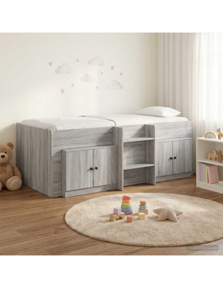 Struttura Letto Loft con Armadietto 3 pz Sonoma grigio