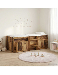 Struttura Letto Loft con Armadietto con porta 3 pz Legno antico