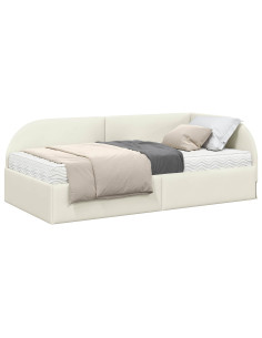 Struttura Letto Angolare con Materasso 2 pcs Crema Velluto 2