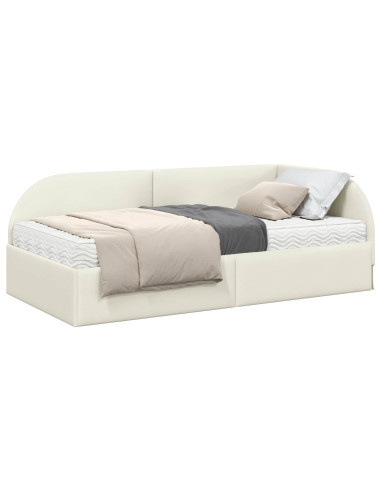 Struttura Letto Angolare con Materasso 2 pcs Crema Velluto