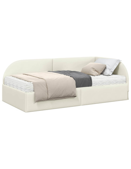 Struttura Letto Angolare con Materasso 2 pcs Crema Velluto
