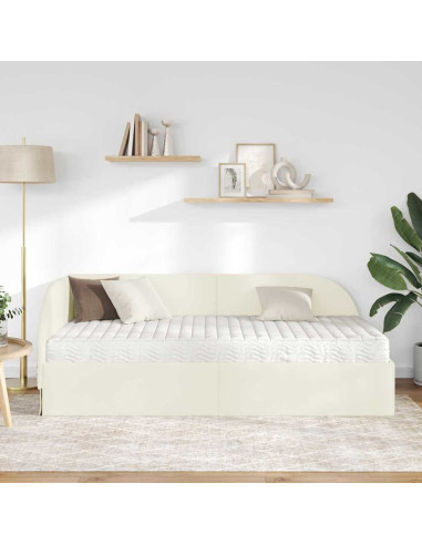 Struttura Letto Angolare con Materasso 2 pcs Crema Velluto