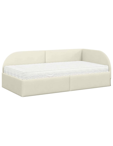 Struttura Letto Angolare con Materasso 2 pcs Crema Velluto