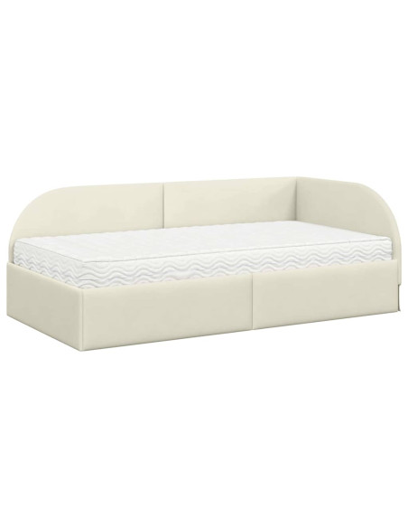 Struttura Letto Angolare con Materasso 2 pcs Crema Velluto
