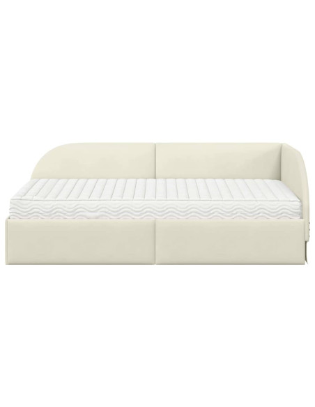 Struttura Letto Angolare con Materasso 2 pcs Crema Velluto