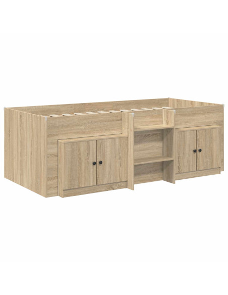 Struttura Letto Loft con Mobile con porta 3 pz Rovere Sonoma