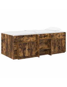 Struttura Letto Loft con Mobile con porta 3 pcs Rovere Fumo 2