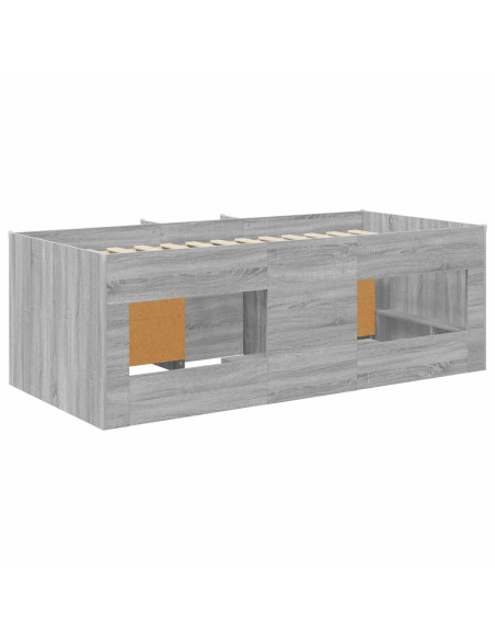 Struttura Letto Loft con Mobile con porta 3 pz Sonoma grigio