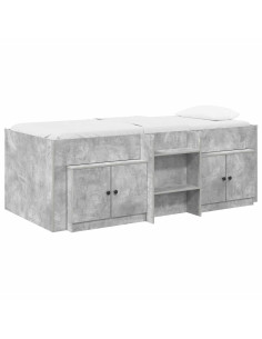 Struttura Letto Loft con Armadietto 3 pz Grigio Cemento 2