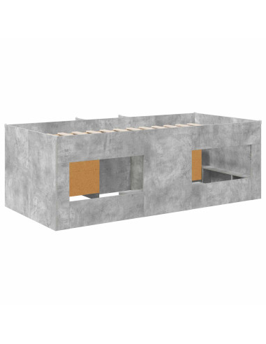 Struttura Letto Loft con Armadietto 3 pz Grigio Cemento