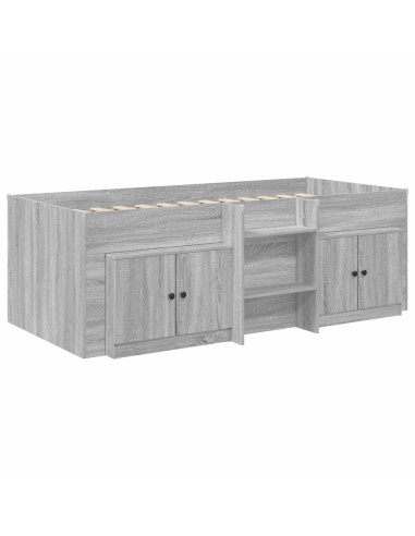 Struttura Letto Loft con Armadietto 3 pz Sonoma grigio