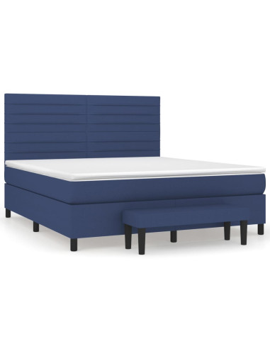 Giroletto a Molle con Materasso Blu 160x200 cm in Tessuto