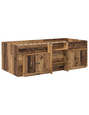 Struttura Letto Loft con Armadietto con porta 3 pz Legno antico