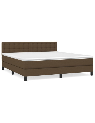 Giroletto a Molle con Materasso Marrone Scuro 160x200cm Tessuto