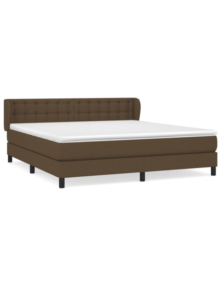 Giroletto a Molle con Materasso Marrone Scuro 160x200cm Tessuto