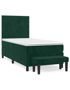 Giroletto a Molle con Materasso Verde Scuro 80x200 cm Velluto