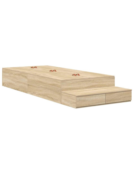 Struttura letto con contenitore Rovere Sonoma 90 cm